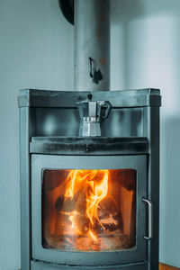 Close-up of fire at home