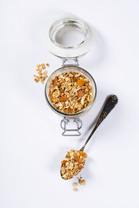 High angle view of breakfast on white background