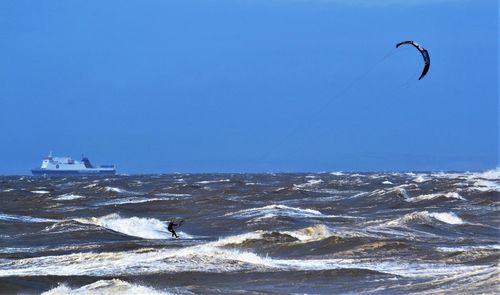 Scenic view of sea against clear sky