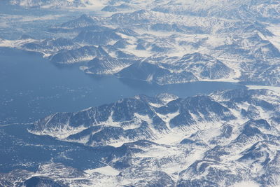 Aerial view of snowcapped mountains