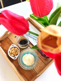 High angle view of food on table