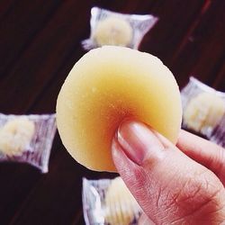 Close-up of person holding ice cream