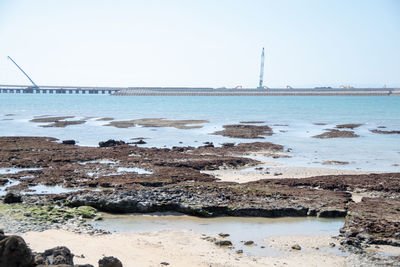 Scenic view of sea against clear sky