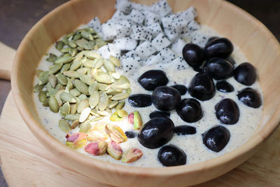 High angle view of breakfast in bowl