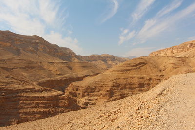 Scenic view of arid landscape against sky