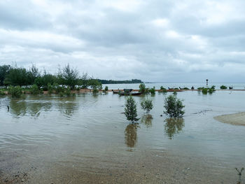 Scenic view of lake against sky