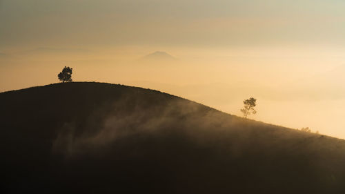 Silhouette mountain against sky during sunset