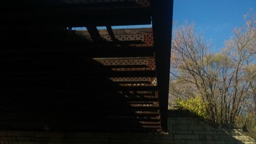 Low angle view of staircase against sky