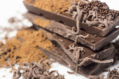 High angle view of various chocolate on table