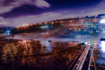 View of city at dusk