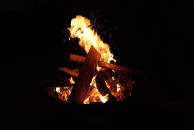 Close-up of bonfire at night