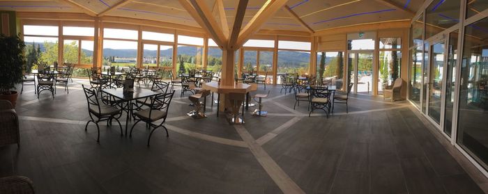 Chairs and tables in restaurant