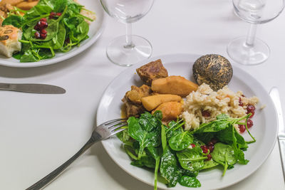 Close-up of salad in plate on table