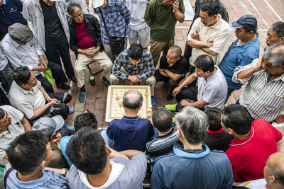 High angle view of group of people