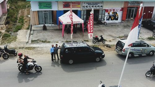 Cars parked on road