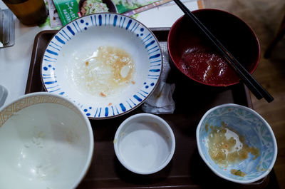 High angle view of food on table