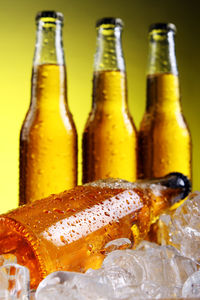 Close-up of beer in glass