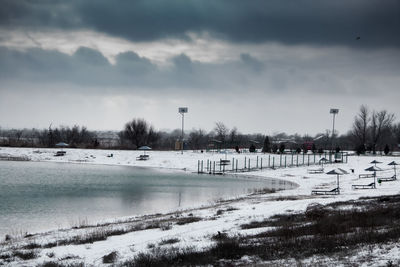 Scenic view of snow covered landscape