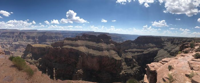 Panoramic view of landscape against cloudy sky