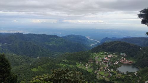 High angle view of townscape against sky