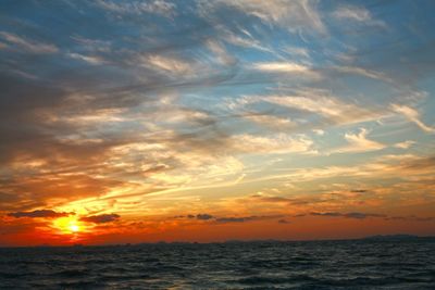 Scenic view of sea at sunset