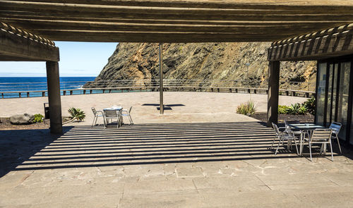 Scenic view of beach against clear sky