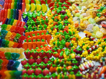 Full frame shot of multi colored candies in market for sale