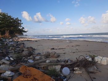 Scenic view of beach against sky