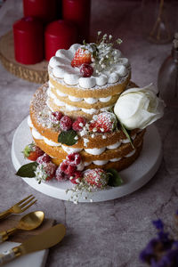 Close-up of cake on table