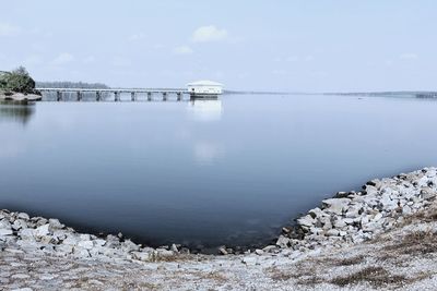 Scenic view of lake against sky