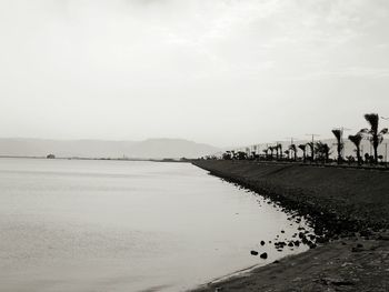 People on beach against sky