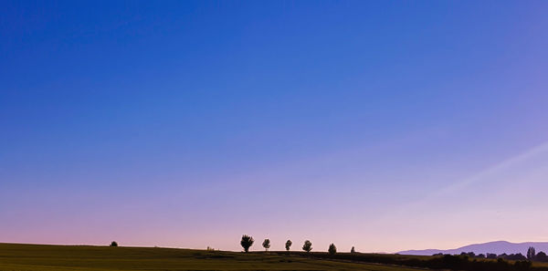 Silhouette of people against clear blue sky