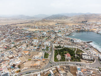 High angle view of cityscape against sky