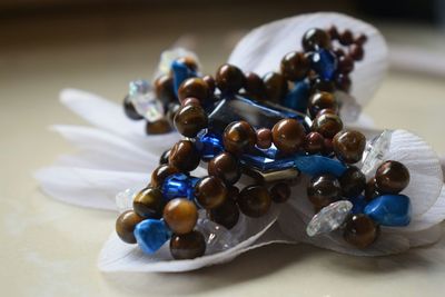 High angle view of candies on table