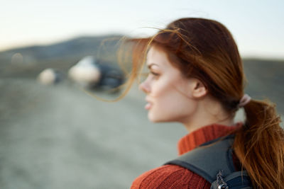 Close-up portrait of young woman