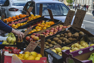 Fruits for sale at market stall