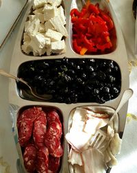 High angle view of vegetables in container