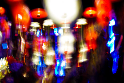 Defocused image of illuminated lights at night