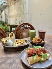 Close-up of food on table