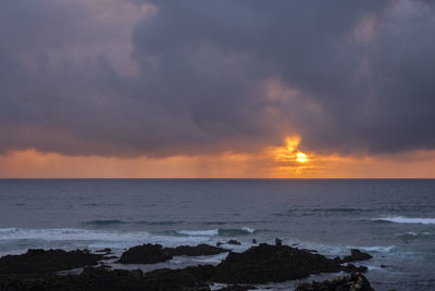 Scenic view of sea against sky during sunset