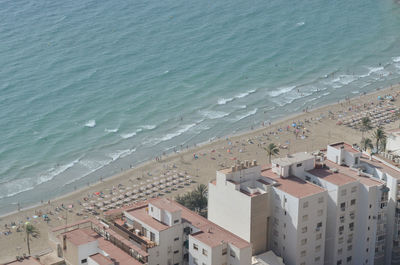 Drone view of the shore in alicante, spain