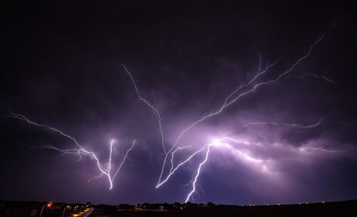 Low angle view of lightning against sky