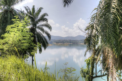 Scenic view of lake against sky