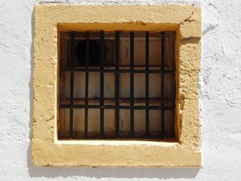 Close-up of window on wall of building