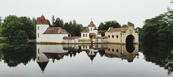 Reflection of buildings in lake