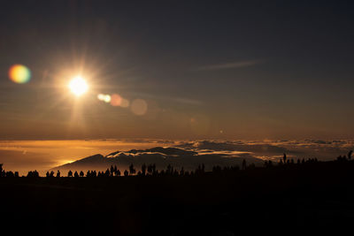 Silhouette landscape against sky during sunset