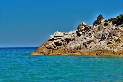 Scenic view of sea against clear sky