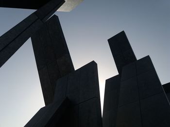 Low angle view of buildings against clear sky