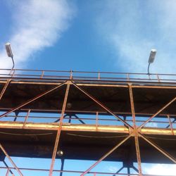 Low angle view of built structure against blue sky