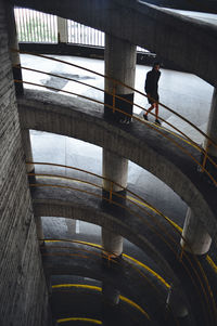 Man walking on staircase